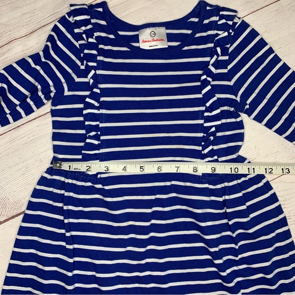 HANNA ANDERSSON Blue and white striped ruffled dress 4T 5T - Picture 6 of 11